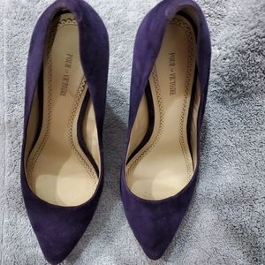 Purple Suede Wedge Pumps